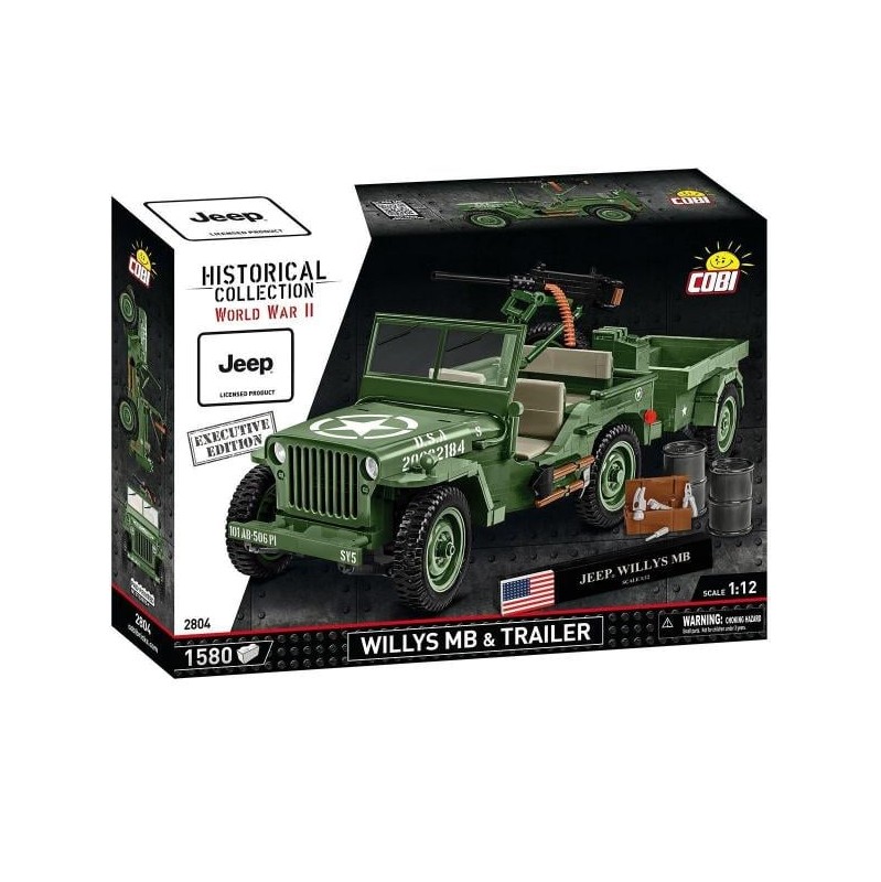 Cobi 2804 Jeep Willys MB inkl. Anhänger und M2 Gewehr der US Army - Executive Edition