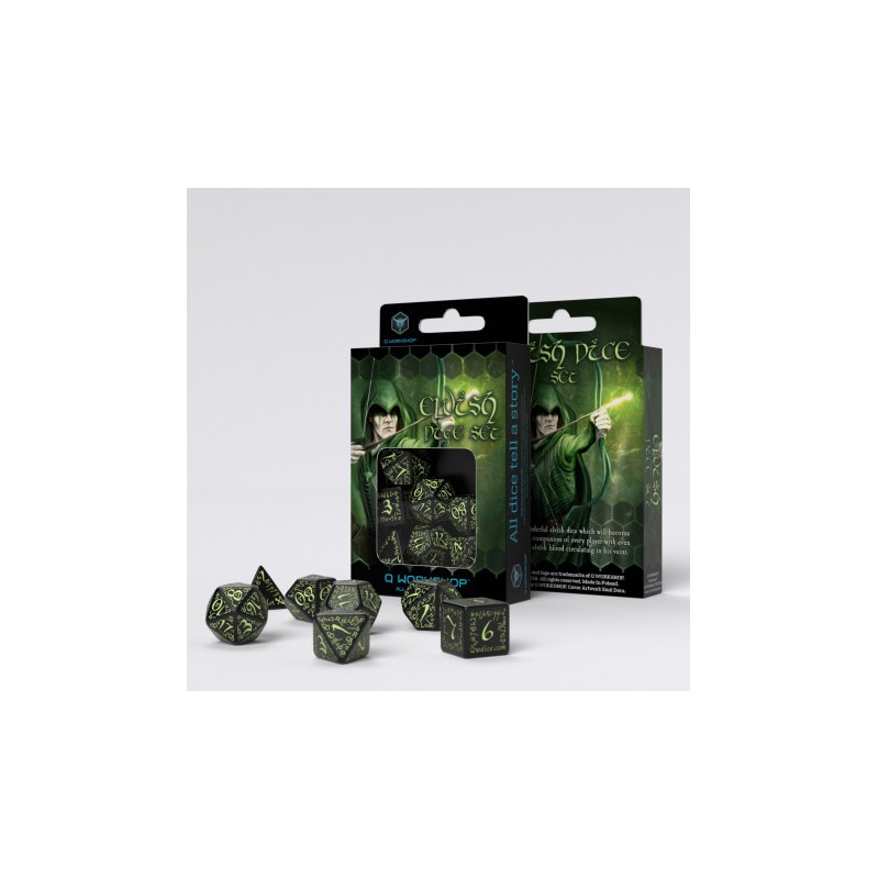 Q-Workshop: Elvish Black & glow-in-the-dark Dice Set