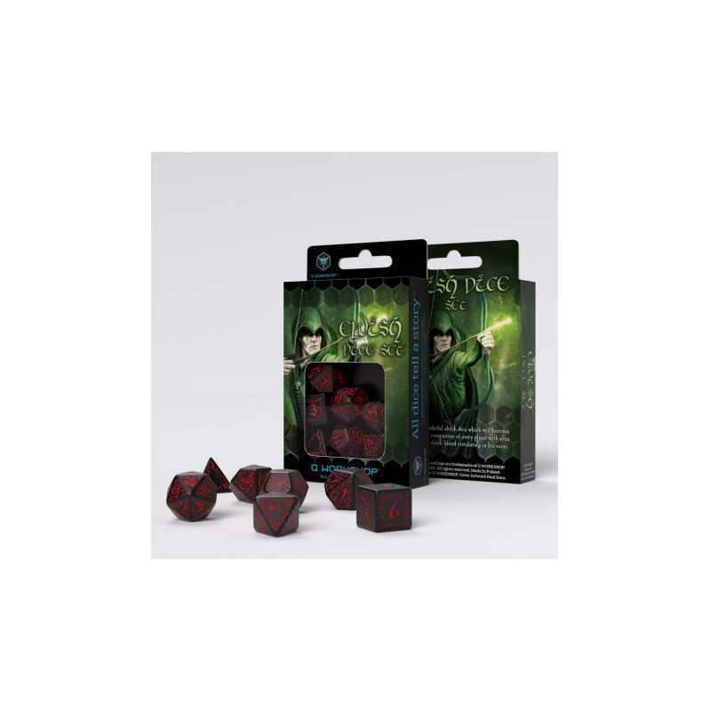 Q-Workshop: Elvish Black & red Dice Set