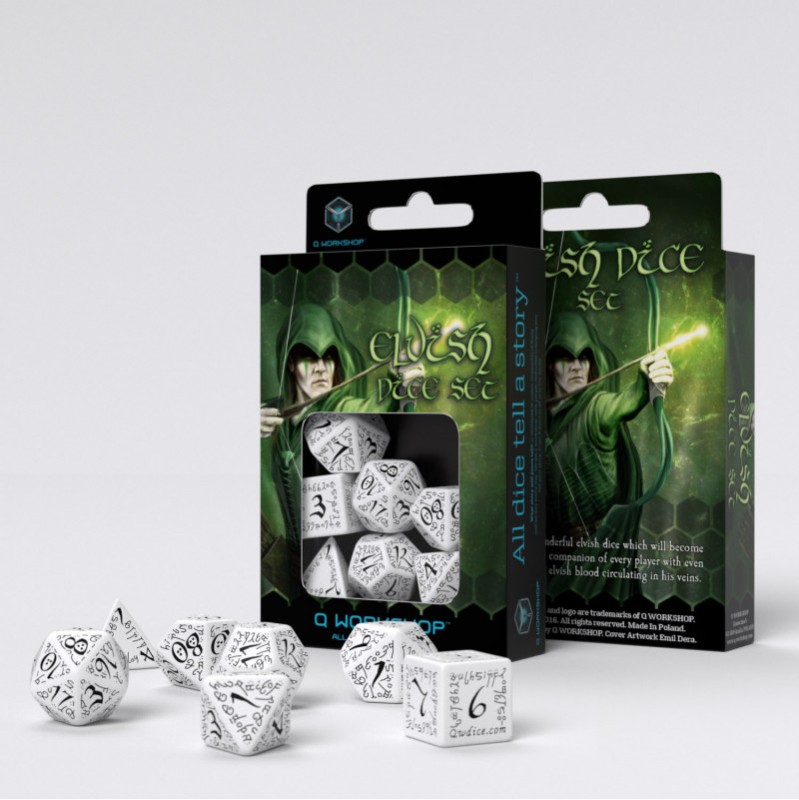 Elvish White & black Dice Set