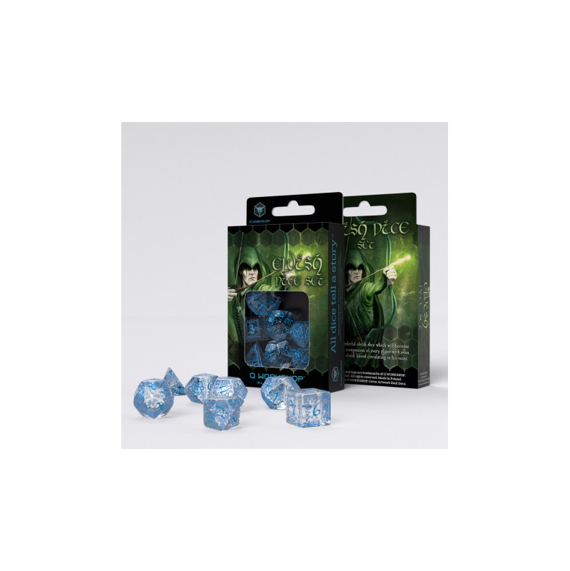 Q-Workshop: Elvish Translucent & blue Dice Set