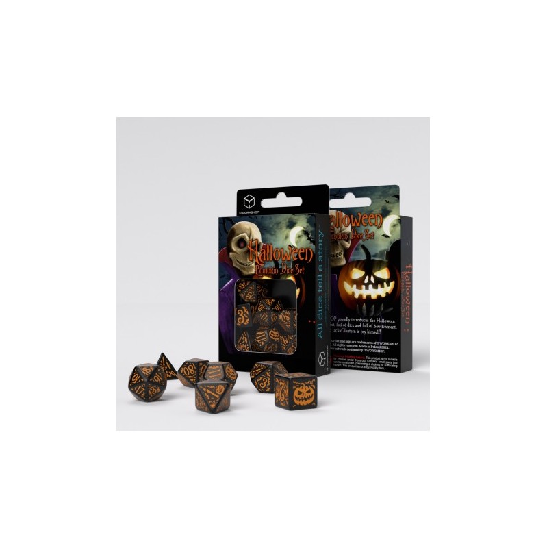 Q-Workshop: Halloween Pumpkin Black & orange Dice Set