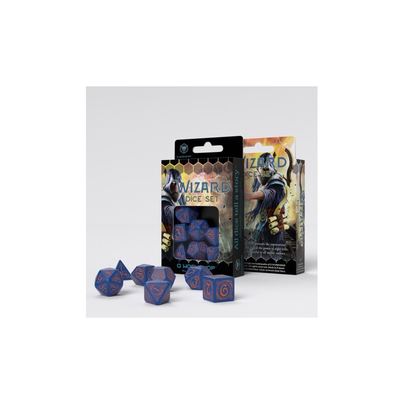 Q-Workshop: Wizard Dark-blue & orange Dice Set