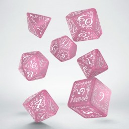 Q-Workshop: Elvish Shimmering pink & White Dice Set