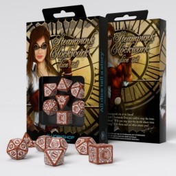 Q-Workshop: Steampunk Clockwork Caramel & White Dice Set