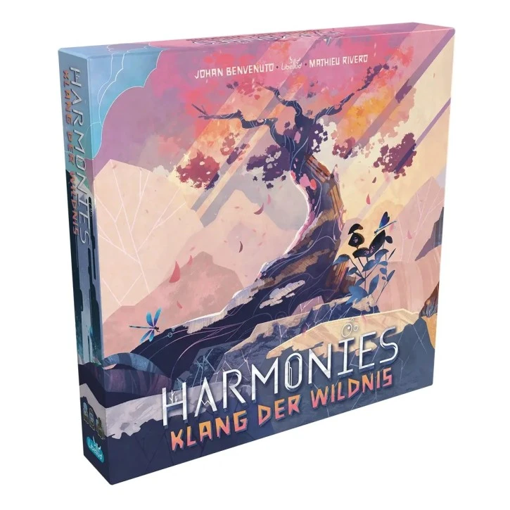 Harmonies: Klang der Wildnis Erweiterung mit neuen Landschaftsplänen, farbigen Spielsteinen, Tierkarten und Wisperwesen