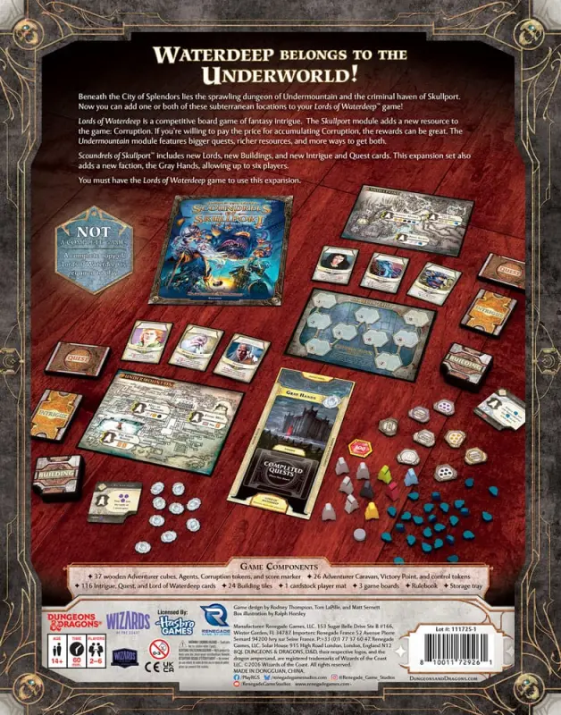 Lords of Waterdeep: Scoundrels of Skullport Erweiterung mit Skullport, Undermountain, neuen Lord- und Questkarten sowie Gebäuden