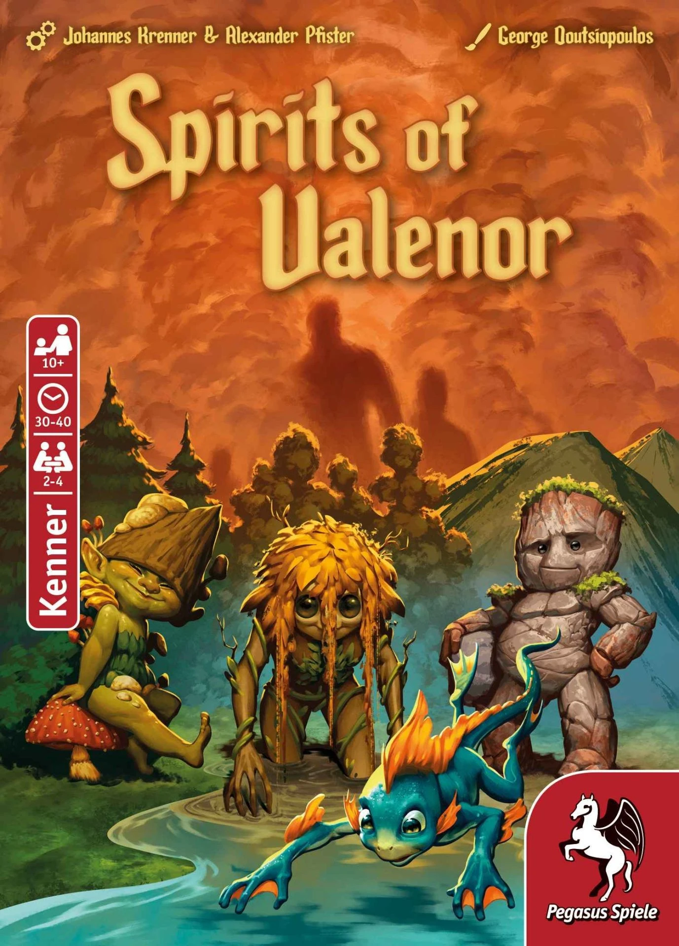 Spirits of Valenor kooperatives Abenteuer-Brettspiel mit Naturgeistern, Eindringlingskarten, Ortskarten und Plättchen