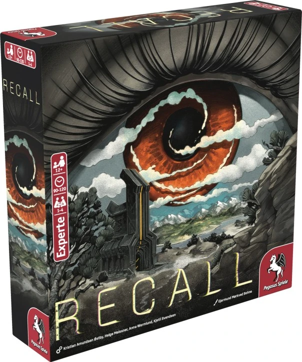 Recall Brettspiel mit Stammesfiguren, Erkundungsgebieten, Aktionskarten, Relikten und Spielmaterial zum Aufbau alter Zivilisationen