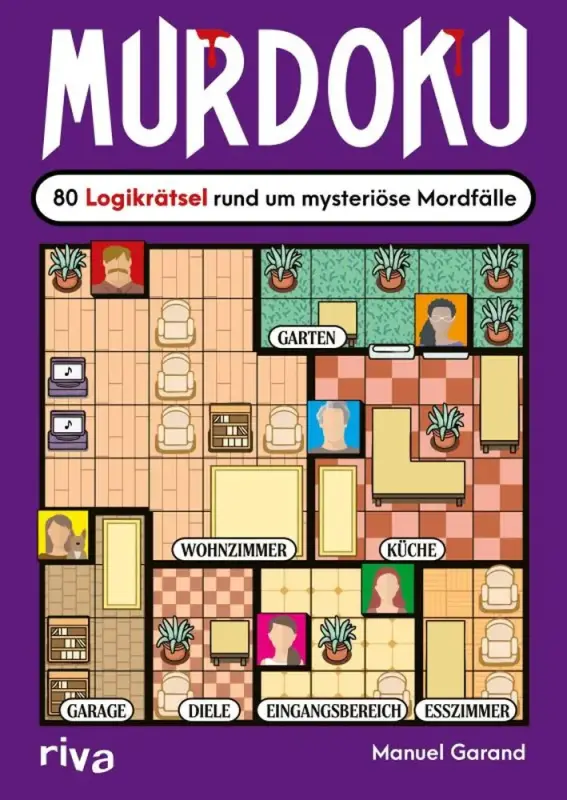 Murdoku Rätselbuch mit Kriminalfällen, Tatortillustrationen, Verdächtigen und kniffligen Logikrätseln