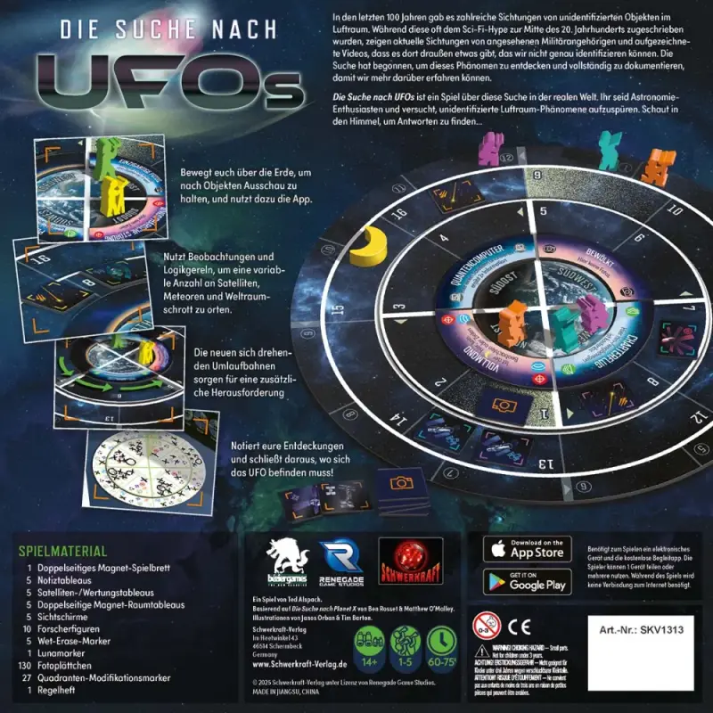 Die Suche nach UFOs Brettspiel mit Teleskop, Himmelsbeobachtungen und unidentifizierten Objekten