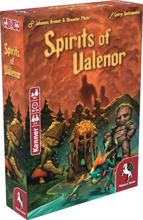 Spirits of Valenor kooperatives Abenteuer-Brettspiel mit Naturgeistern, Eindringlingskarten, Ortskarten und Plättchen