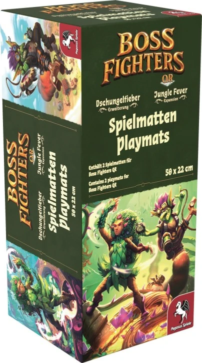 Boss Fighters QR Dschungelfieber Spielmatten mit den Charakteren Dryade und Goblin für das kooperative Hybridspiel