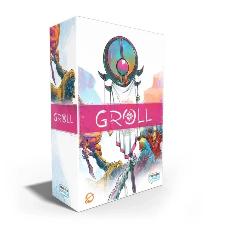 GROLL Area-Control-Brettspiel mit fünf asymmetrischen Fraktionen, Kriegerfiguren, Aktionswürfeln und Schlachtfeldmatte