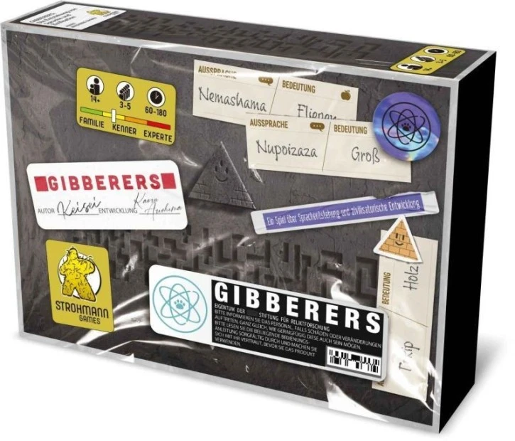 Gibberers Brettspiel zur Entwicklung einer eigenen Sprache und Zivilisation mit Höhlenmalerei-Karten