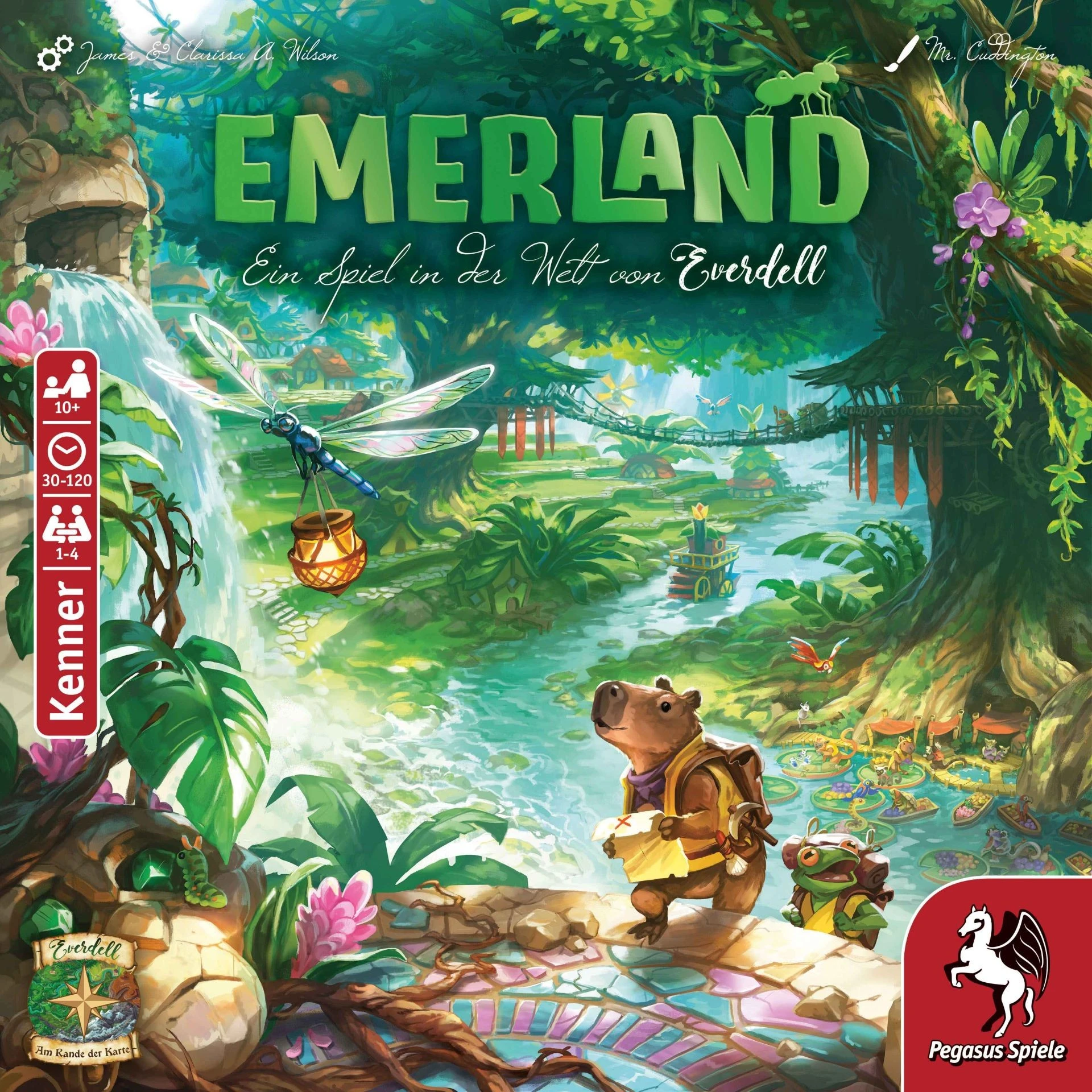 Everdell Emerland Brettspiel mit Tierfiguren, Dschungel-Spielplan, 3D-Ruine, Karten und Ressourcenplättchen