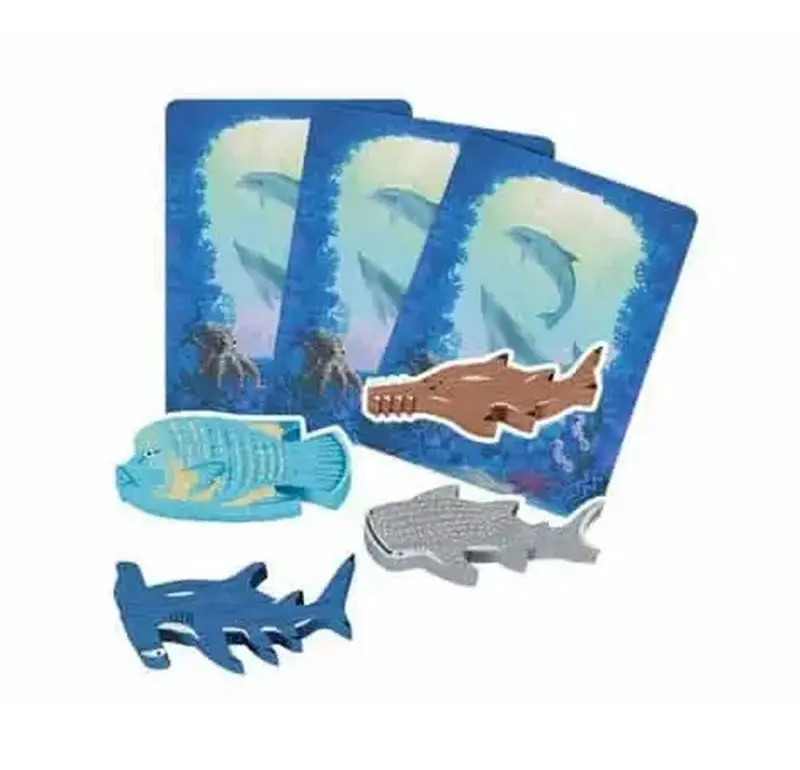 Shallow Sea Mini-Erweiterung mit vier seltenen Fisch-Meeples und drei passenden Ökosystemkarten