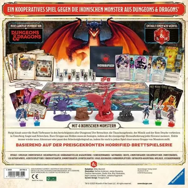 Horrified D&D Brettspiel mit Monstern aus Dungeons & Dragons, Heldenfiguren und Spielplan