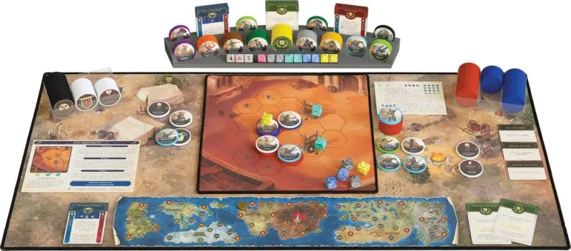 Hoplomachus Victorum Solo-Strategiespiel mit Neopren-Spielmatten, Arena-Chips, Karten, Würfeln und Champions für antike Fantasy-Kämpfe