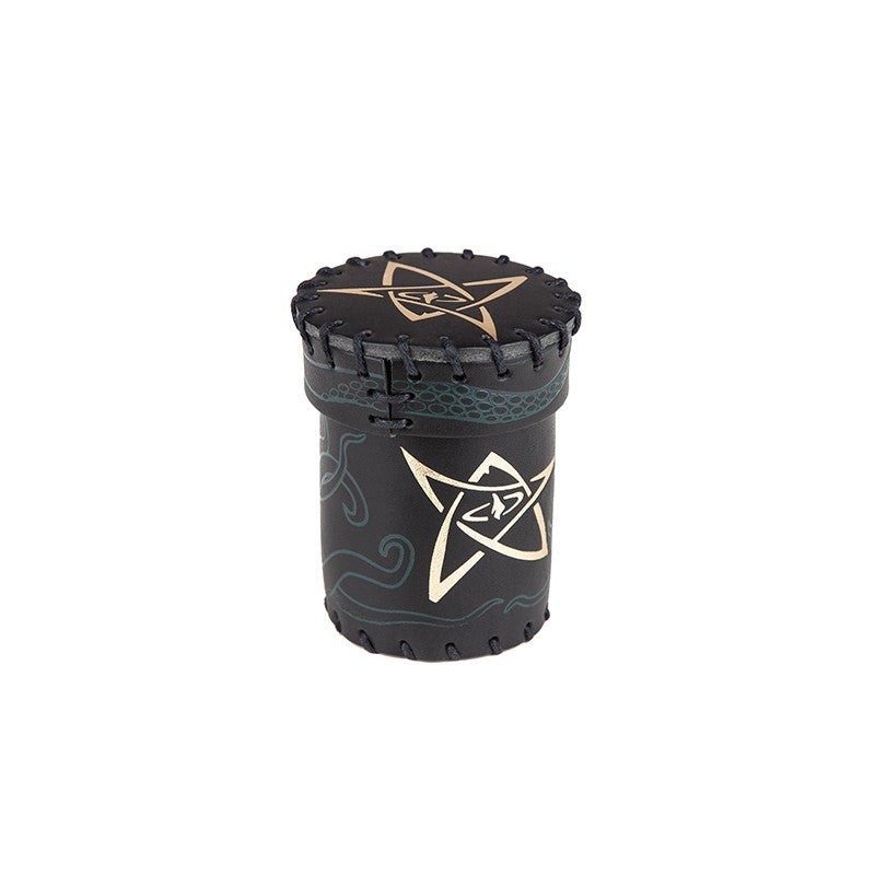 Call of Cthulhu Leather Dice Cup: Black/Green with Gold