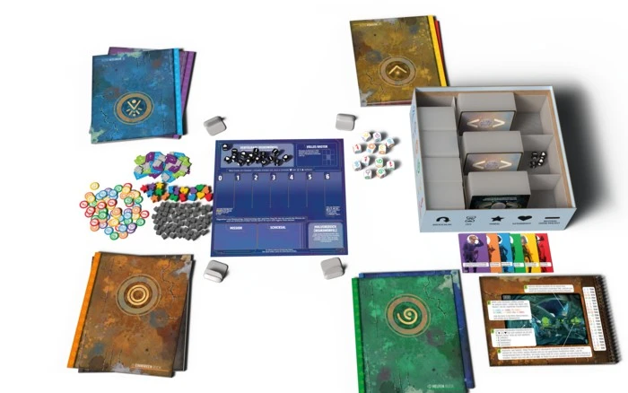 Vantage Brettspiel mit Ortskarten zur Erkundung eines unbekannten Planeten