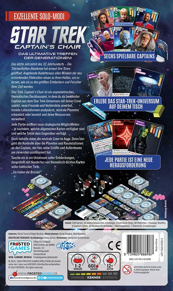 Star Trek: Captain's Chair – Unendliche Weiten mit 6 Captains, 296 Karten und Raumschiff-Aufstellern