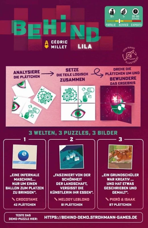 Behind zweite Box mit drei neuen Puzzles und logisch zusammensetzbaren Plättchen