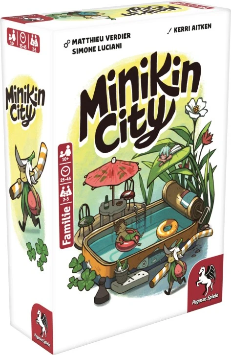 Minikin City Brettspiel mit Stadtkarten, Minikin-Holzfiguren und Bonusplättchen