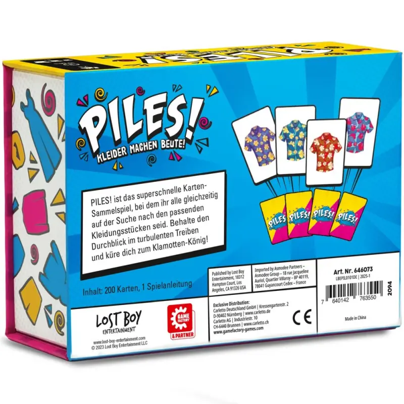 PILES! Kartenspiel mit bunten Kleidungskarten zum schnellen Sammeln und Kombinieren