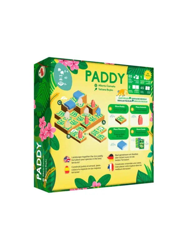 Paddy Brettspiel mit Reisterrassen, Wasserkanälen und Landschaftsplättchen