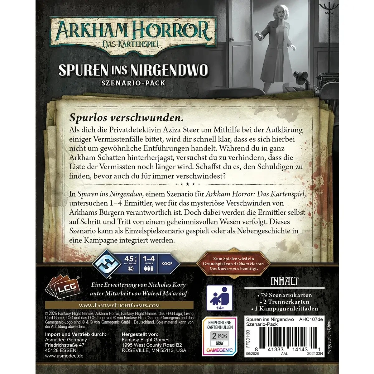 Arkham Horror: Das Kartenspiel – Spuren ins Nirgendwo Szenario-Pack mit mysteriösem Wesen und düsteren Ermittlungsorten