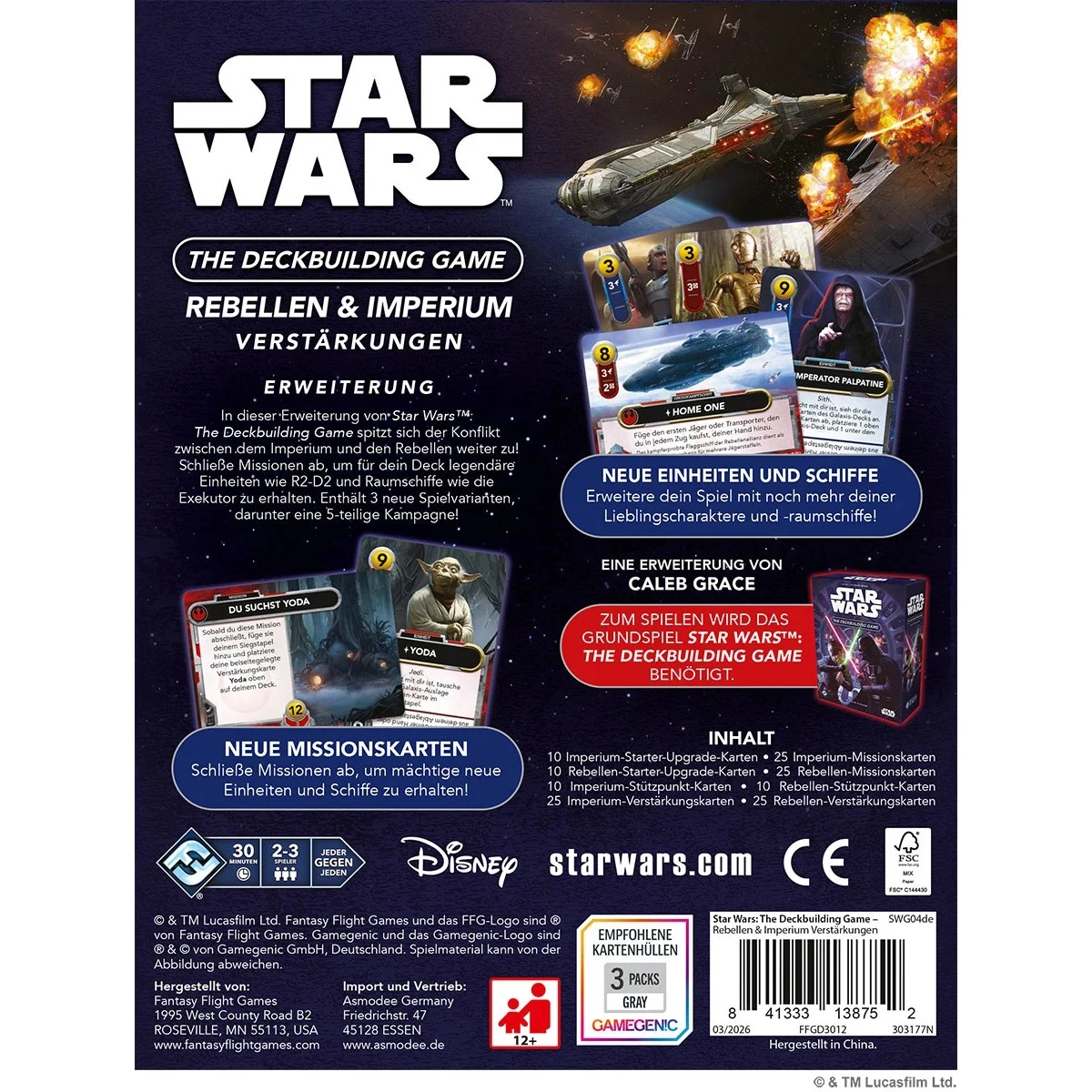 Star Wars: The Deckbuilding Game – Rebellen & Imperium Verstärkungen mit Missionskarten, R2-D2 und imperialen Raumschiffen