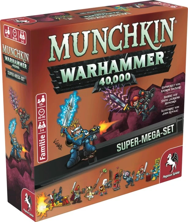 Munchkin Warhammer 40K Super Mega Set mit Warhammer-40.000-Karten, Chaos-Würfelset und Kill-O-Meter
