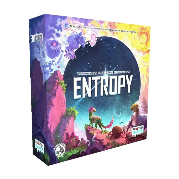 Entropy Kennerspiel mit Sonnensystemen, Planeten, Sternen, Asteroiden und Lebensform-Markern