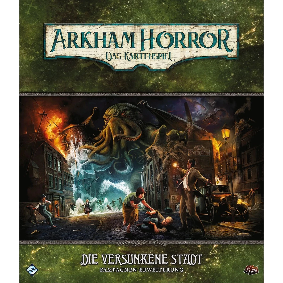 Arkham Horror Die versunkene Stadt Kampagnenerweiterung mit R’lyeh, Ermittlern und Cthulhu