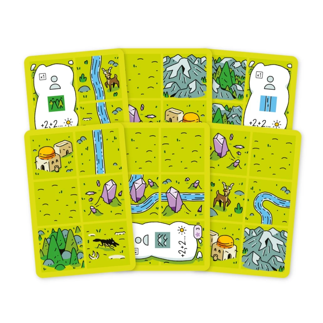 Confusing Lands Erweiterung mit 6 neuen Spielkarten und speziellen Feldern mit zwei Symbolen