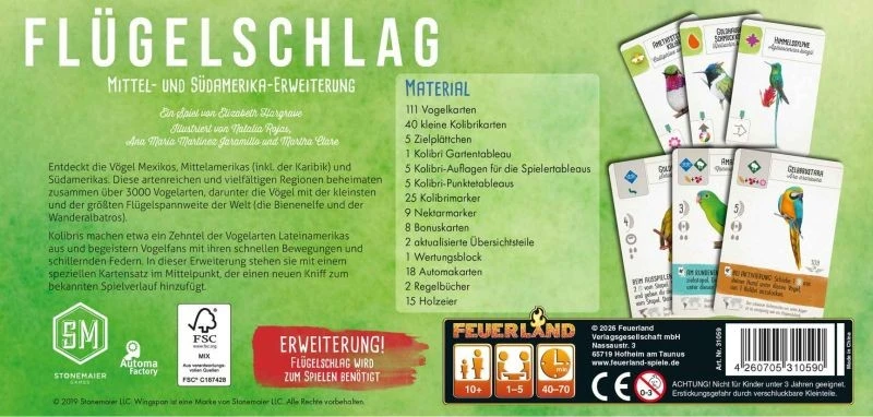 Flügelschlag Mittel- und Südamerika – Brettspiel-Erweiterung auf Deutsch