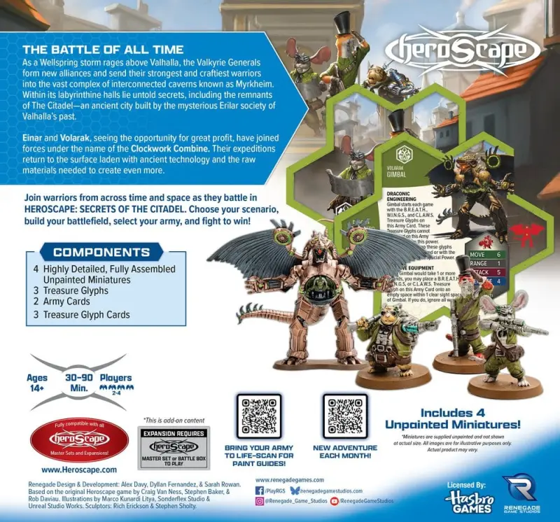 Heroscape Clockwork Combine Research Expedition mit Gimbal, Eisen Expedition und Schatzglyphen