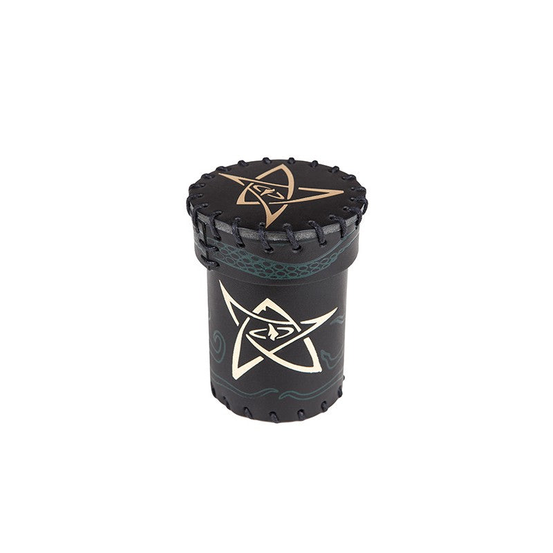 Call of Cthulhu Leather Dice Cup: Black/Green with Gold
